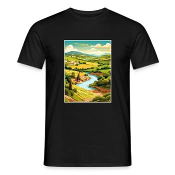 Vallée du Douro Portugal Vintage Travel Poster WPA - T-shirt homme - noir - Devant - AI Model Male 178 light (178cm)