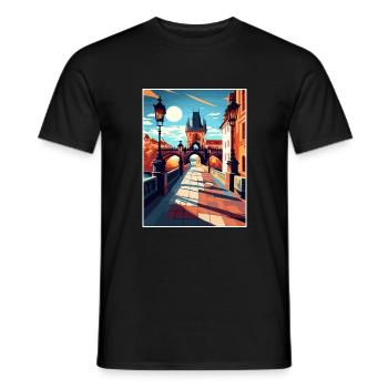 Prague Czech Republic Vintage Travel Poster WPA - Men's T-Shirt - black - Front - AI Model Male 178 light (178cm)