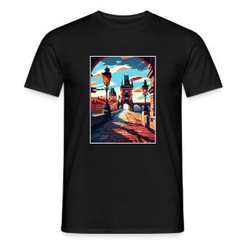 Prague République tchèque Vintage voyage affiche WPA - T-shirt homme - noir - Devant - AI Model Male 178 light (178cm)