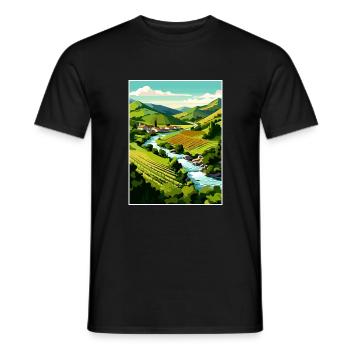 Vallée du Douro Portugal Vintage Travel Poster WPA - T-shirt homme - noir - Devant - AI Model Male 178 light (178cm)