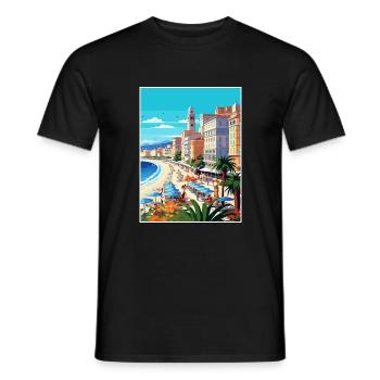Nice Francescape Vintage Travel Poster Souvenir - Men's T-Shirt - black - Front - AI Model Male 178 light (178cm)