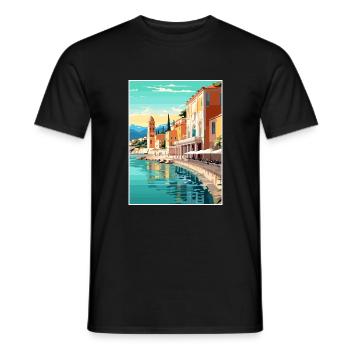 Nice Francescape Vintage Travel Poster Souvenir - Men's T-Shirt - black - Front - AI Model Male 178 light (178cm)
