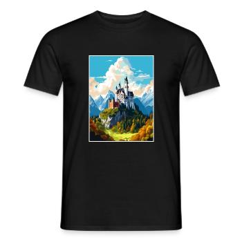 Château de Neuschwanstein Allemagne affiche de voyage - T-shirt homme - noir - Devant - AI Model Male 178 light (178cm)