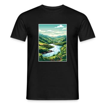 Vallée du Douro Portugal Vintage Travel Poster WPA - T-shirt homme - noir - Devant - AI Model Male 178 light (178cm)