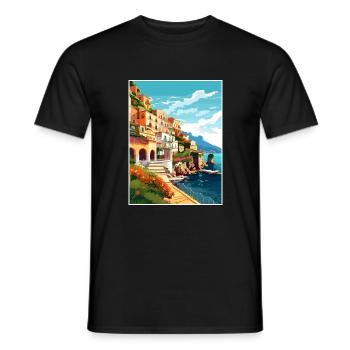 Amalfi Italie Décoration Vintage Voyage Affiche WPA - T-shirt homme - noir - Devant - AI Model Male 178 light (178cm)