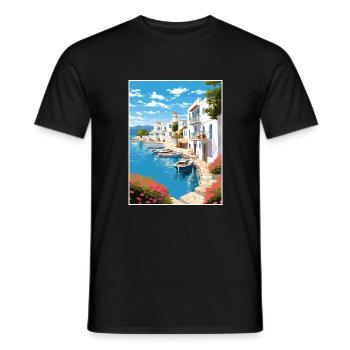 Paros Greece Decoration Vintage Travel Poster WPA - Men's T-Shirt - black - Front - AI Model Male 178 light (178cm)