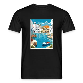 Paros Greece Decoration Vintage Travel Poster WPA - Men's T-Shirt - black - Front - AI Model Male 178 light (178cm)