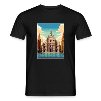 Milan Espagne Ibiza Vintage voyage affiche Souvenir - T-shirt homme - noir - Devant - AI Model Male 178 light (178cm)