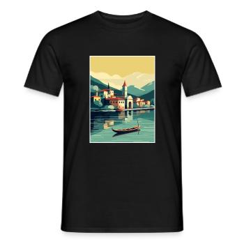 Lake Como Italy Decoration Vintage Travel Poster - Men's T-Shirt - black - Front - AI Model Male 178 light (178cm)