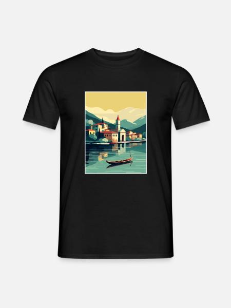 Lac de Côme Italie décoration Vintage Travel Poster - T-shirt homme - noir