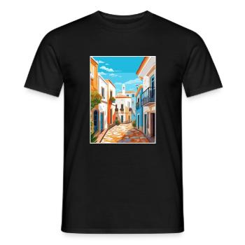 Evora Portugal Vintage Travel Poster WPA Souvenir - Men's T-Shirt - black - Front - AI Model Male 178 light (178cm)