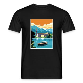 Lake Como Italy Decoration Vintage Travel Poster - Men's T-Shirt - black - Front - AI Model Male 178 light (178cm)