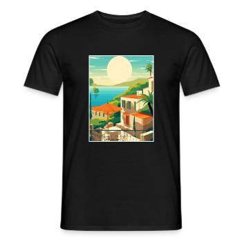 Capri Italie Décoration Vintage Voyage Affiche WPA - T-shirt homme - noir - Devant - AI Model Male 178 light (178cm)