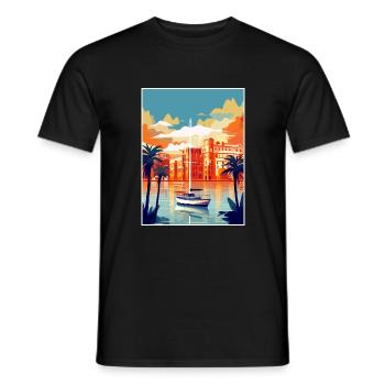 Palma De Mallorca Spain Vintage Travel Poster WPA - Men's T-Shirt - black - Front - AI Model Male 178 light (178cm)