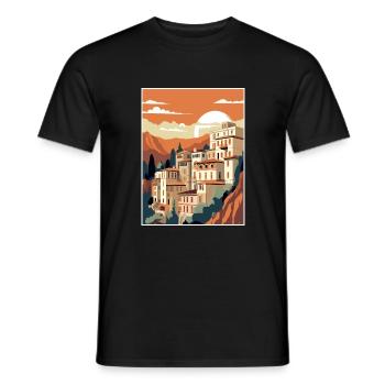 Cuenca Espagne Vintage voyage affiche WPA Souvenir - T-shirt homme - noir - Devant - AI Model Male 178 light (178cm)