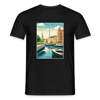 Copenhague Danemark Vintage voyage affiche Souvenir - T-shirt homme - noir - Devant - AI Model Male 178 light (178cm)