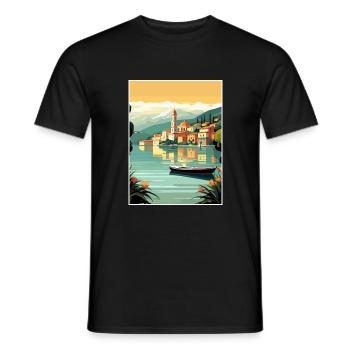 Lake Como Italy Decoration Vintage Travel Poster - Men's T-Shirt - black - Front - AI Model Male 178 light (178cm)