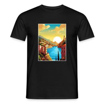 Sicile Italie Décoration Vintage Voyage Affiche WPA - T-shirt homme - noir - Devant - AI Model Male 178 light (178cm)