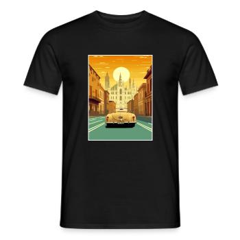 Milan Espagne Ibiza Vintage voyage affiche Souvenir - T-shirt homme - noir - Devant - AI Model Male 178 light (178cm)