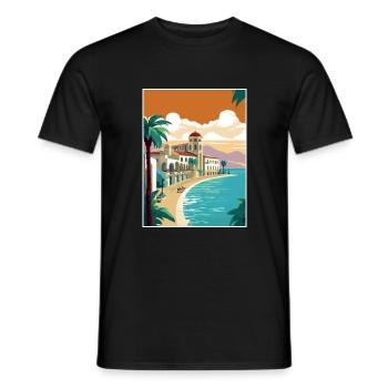Costa Blanca Spain Vintage Travel Poster Souvenir - Men's T-Shirt - black - Front - AI Model Male 178 light (178cm)