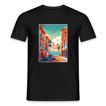 Costa del Sol Spanien Vintage Reiseposter Souvenir - Männer T-Shirt - Schwarz - Vorne - AI Model Male 178 light (178cm)