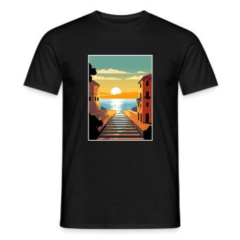 Naples Italie Décoration Vintage Voyage Affiche WPA - T-shirt homme - noir - Devant - AI Model Male 178 light (178cm)