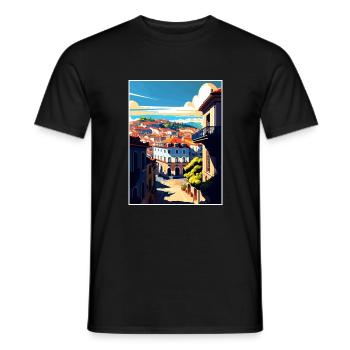 Viseu Portugal Vintage voyage affiche WPA Souvenir - T-shirt homme - noir - Devant - AI Model Male 178 light (178cm)