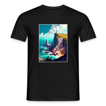 Cabo Da Roca Portugal Affiche de voyage Vintage WPA - T-shirt homme - noir - Devant - AI Model Male 178 light (178cm)
