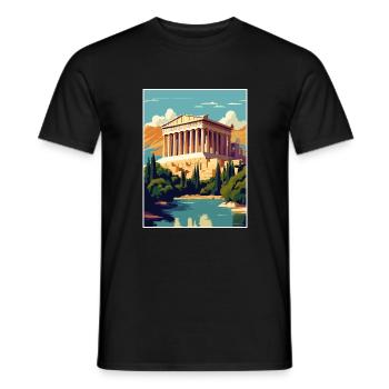 Athens Greece Decoration Vintage Travel Poster WPA - Men's T-Shirt - black - Front - AI Model Male 178 light (178cm)