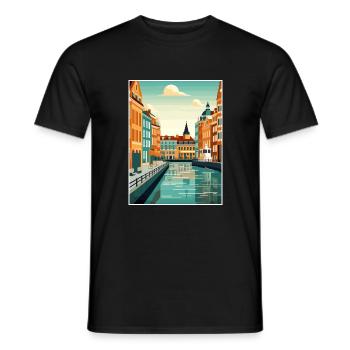 Copenhague Danemark Vintage voyage affiche Souvenir - T-shirt homme - noir - Devant - AI Model Male 178 light (178cm)