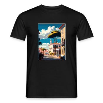 Tomar Portugal Vintage voyage affiche WPA Souvenir - T-shirt homme - noir - Devant - AI Model Male 178 light (178cm)