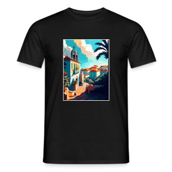 Sintra Portugal Vintage voyage affiche WPA Souvenir - T-shirt homme - noir - Devant - AI Model Male 178 light (178cm)