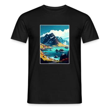 Lofoten Norwegisches Vintage-Reiseposter - Männer T-Shirt - Schwarz - Vorne - AI Model Male 178 light (178cm)