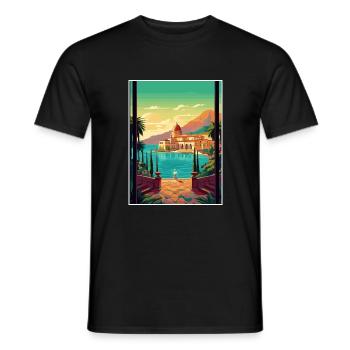 Sicily Italy Decoration Vintage Travel Poster WPA - Men's T-Shirt - black - Front - AI Model Male 178 light (178cm)