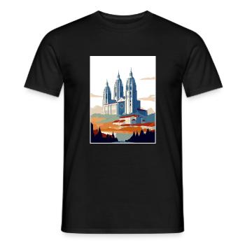 Santiago De Compostela Spanien Vintage Reiseposter - Männer T-Shirt - Schwarz - Vorne - AI Model Male 178 light (178cm)