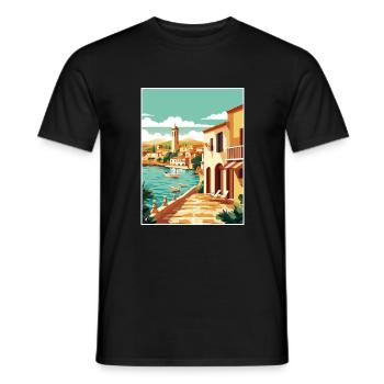 Costa Brava Spanien Vintage Reiseposter Souvenir - Männer T-Shirt - Schwarz - Vorne - AI Model Male 178 light (178cm)