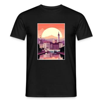 Prague Czech Republic Vintage Travel Poster WPA - Men's T-Shirt - black - Front - AI Model Male 178 light (178cm)