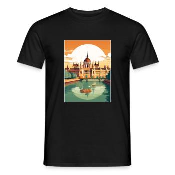 Budapest Hungary Vintage Travel Poster Souvenir - Men's T-Shirt - black - Front - AI Model Male 178 light (178cm)