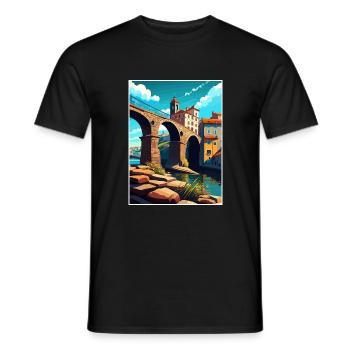 Barcelos Portugal Vintage Reiseposter Souvenir - Männer T-Shirt - Schwarz - Vorne - AI Model Male 178 light (178cm)