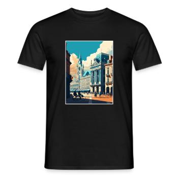 Brussels Belgium Vintage Travel Poster Souvenir - Men's T-Shirt - black - Front - AI Model Male 178 light (178cm)