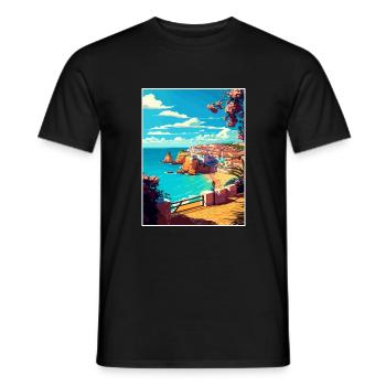 Albufeira Portugal Cascais Vintage Travel Poster - Men's T-Shirt - black - Front - AI Model Male 178 light (178cm)