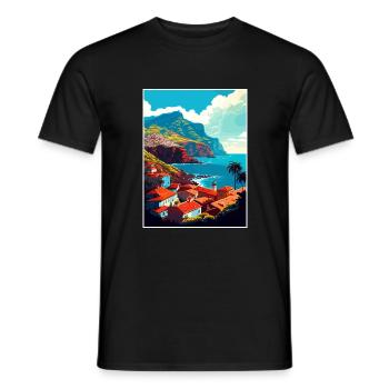Madeira Portugal Vintage Reiseposter Souvenir - Männer T-Shirt - Schwarz - Vorne - AI Model Male 178 light (178cm)