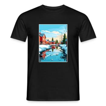 Oulu Finlande Vintage voyage affiche WPA Souvenir - T-shirt homme - noir - Devant - AI Model Male 178 light (178cm)