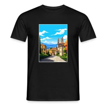 Bergame Italie Vintage voyage affiche WPA Souvenir - T-shirt homme - noir - Devant - AI Model Male 178 light (178cm)