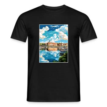 Vaasa Finlande Vintage voyage affiche WPA Souvenir - T-shirt homme - noir - Devant - AI Model Male 178 light (178cm)