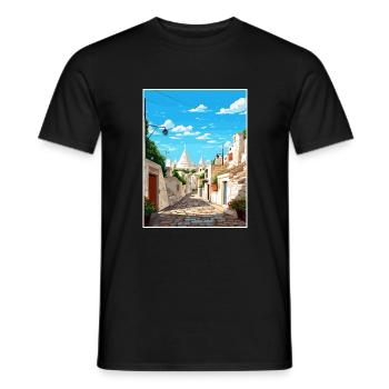 Alberobello Italie Vintage voyage affiche Souvenir - T-shirt homme - noir - Devant - AI Model Male 178 light (178cm)