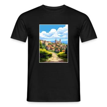 Bergame Italie Vintage voyage affiche WPA Souvenir - T-shirt homme - noir - Devant - AI Model Male 178 light (178cm)