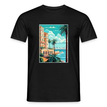 Côte D Azur France Vintage voyage affiche Souvenir - T-shirt homme - noir - Devant - AI Model Male 178 light (178cm)