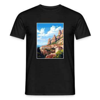 Montserrat Spain Vintage Travel Poster Souvenir - Men's T-Shirt - black - Front - AI Model Male 178 light (178cm)