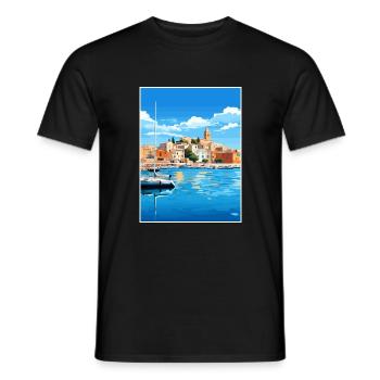 Balearen Spanien Vintage Reiseposter WPA - Männer T-Shirt - Schwarz - Vorne - AI Model Male 178 light (178cm)